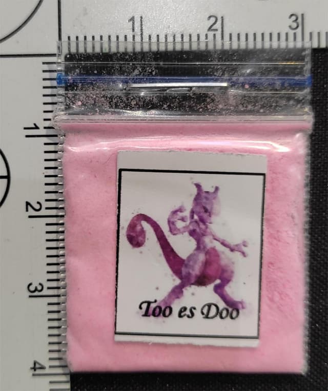 A cute, colorful packaging bag for tusi powder with a cartoon design.