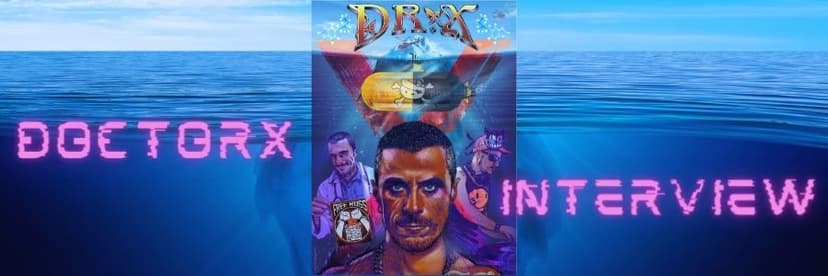 Banner for the Doctor X Interview showing a collage-style poster submerged in water.