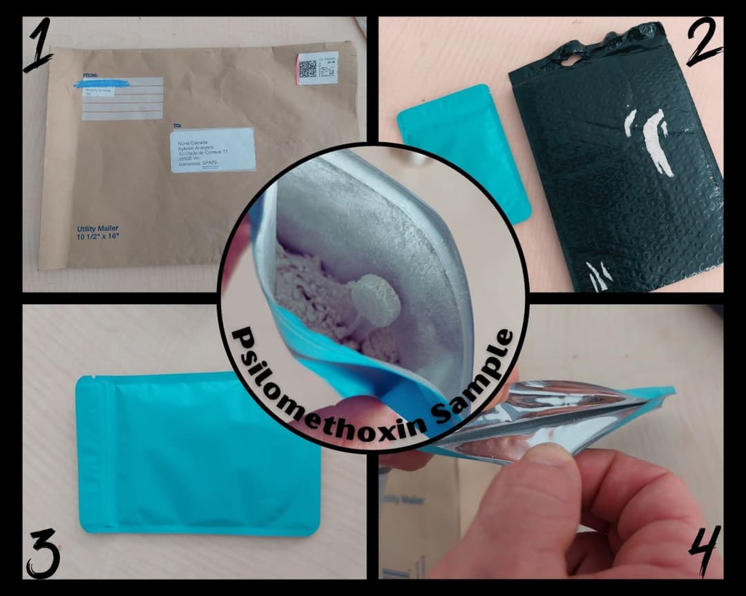 An unboxed sample of the Church of Psilomethoxin's sacrament, showing the powdered substance.