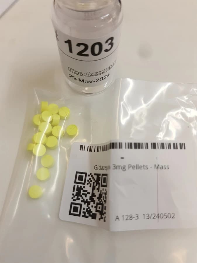 A sample of the supposed Gidazepam pellets that were tested.
